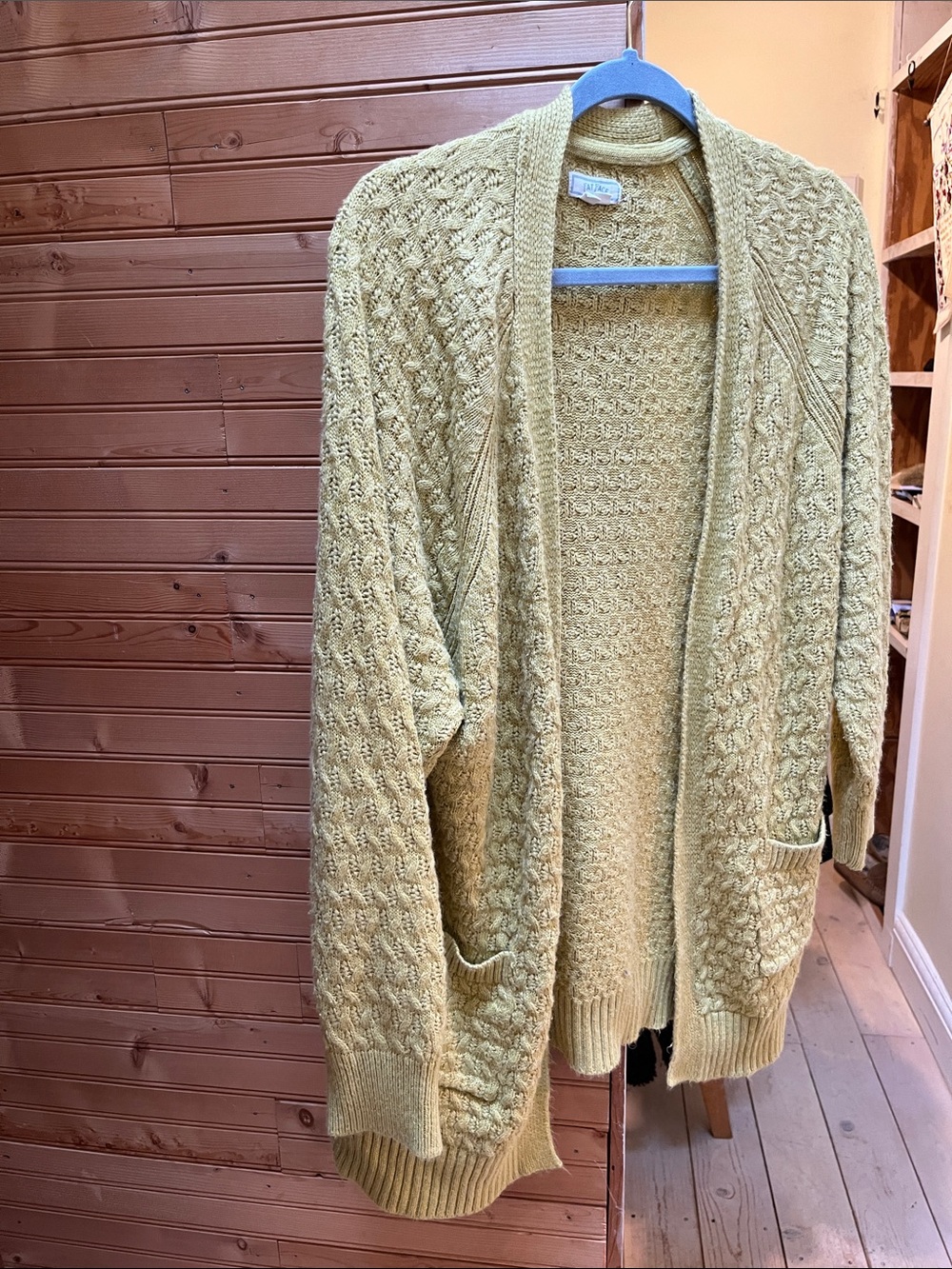 Fat Face Chunky Cable Open-Front Cardigan - chartreuse